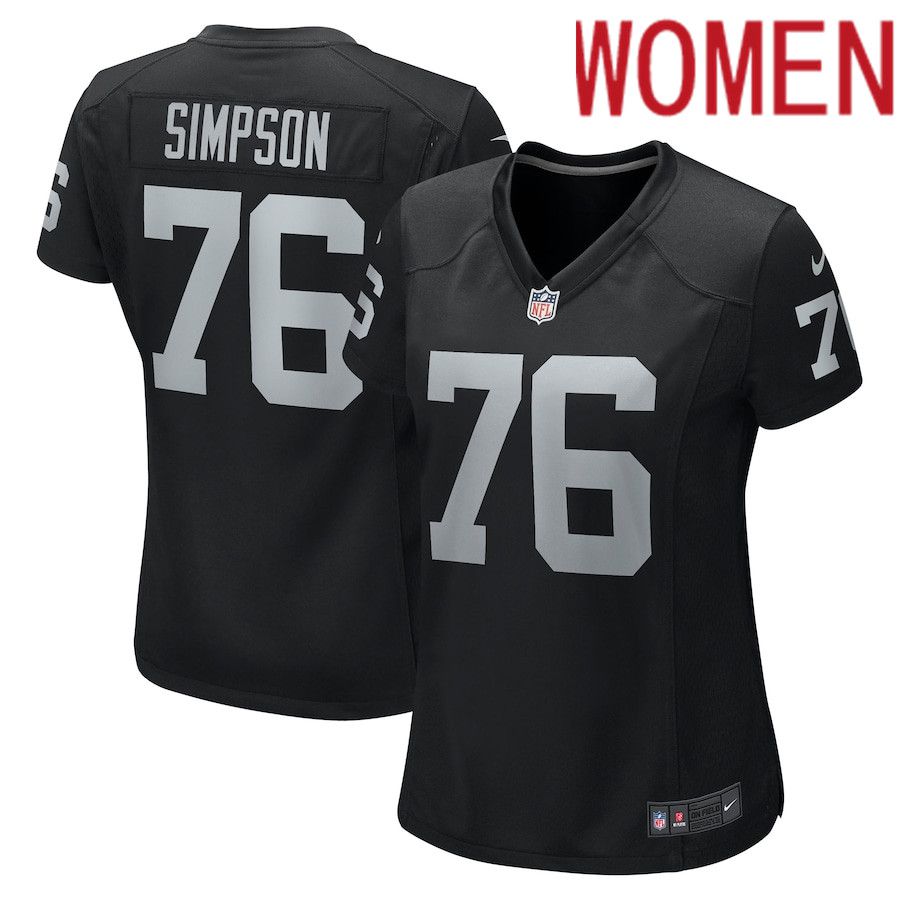 Women Oakland Raiders #76 John Simpson Nike Black Game NFL Jersey